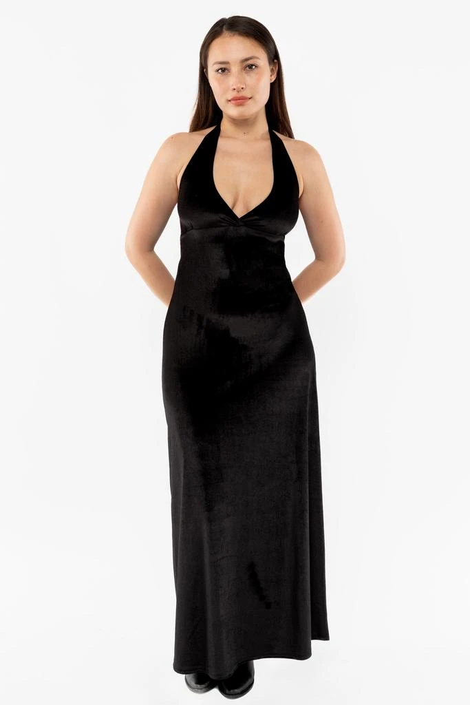 Los Angeles Apparel VVT8374 - Velvet Halter Maxi Dress 2