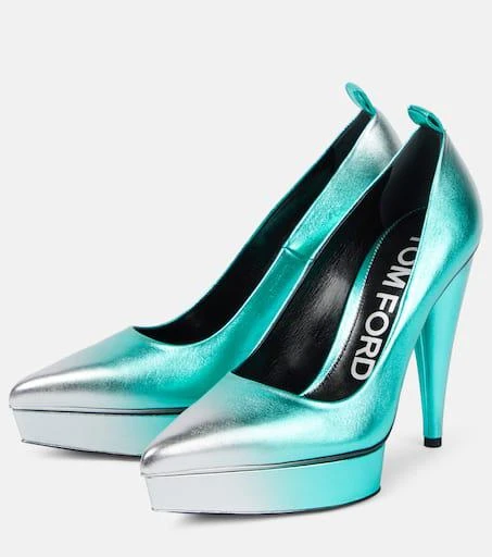 Tom Ford Metallic leather platform pumps 5