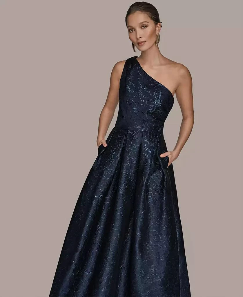 Donna Karan Women's One-Shoulder Metallic Jacquard A-Line Gown - Nightfall - 16 Donna Karan Women's One-Shoulder Metallic Jacquard A-Line Gown - Nightfall - 16