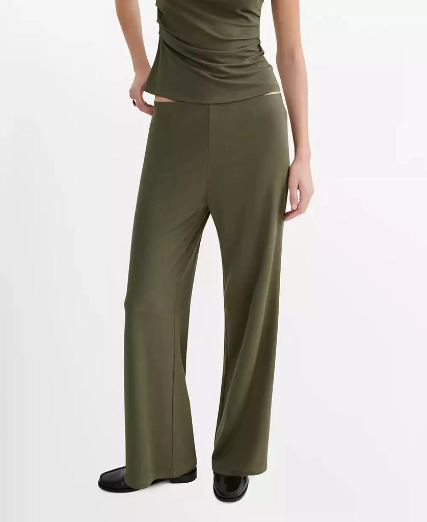 Mango Women
s Elastic Waist Straight-Fit Pants