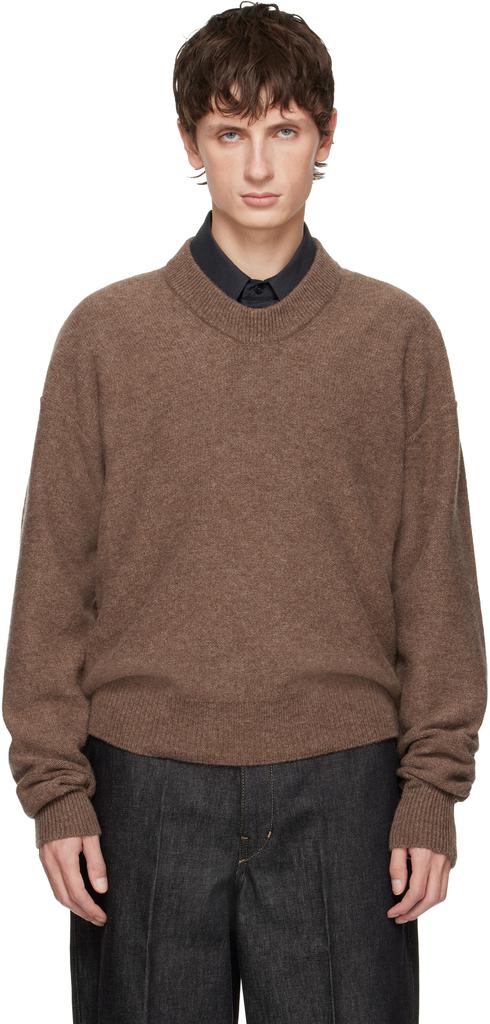 Lemaire Brown Boxy V Neck Sweater - Sweaters - BeyondStyle