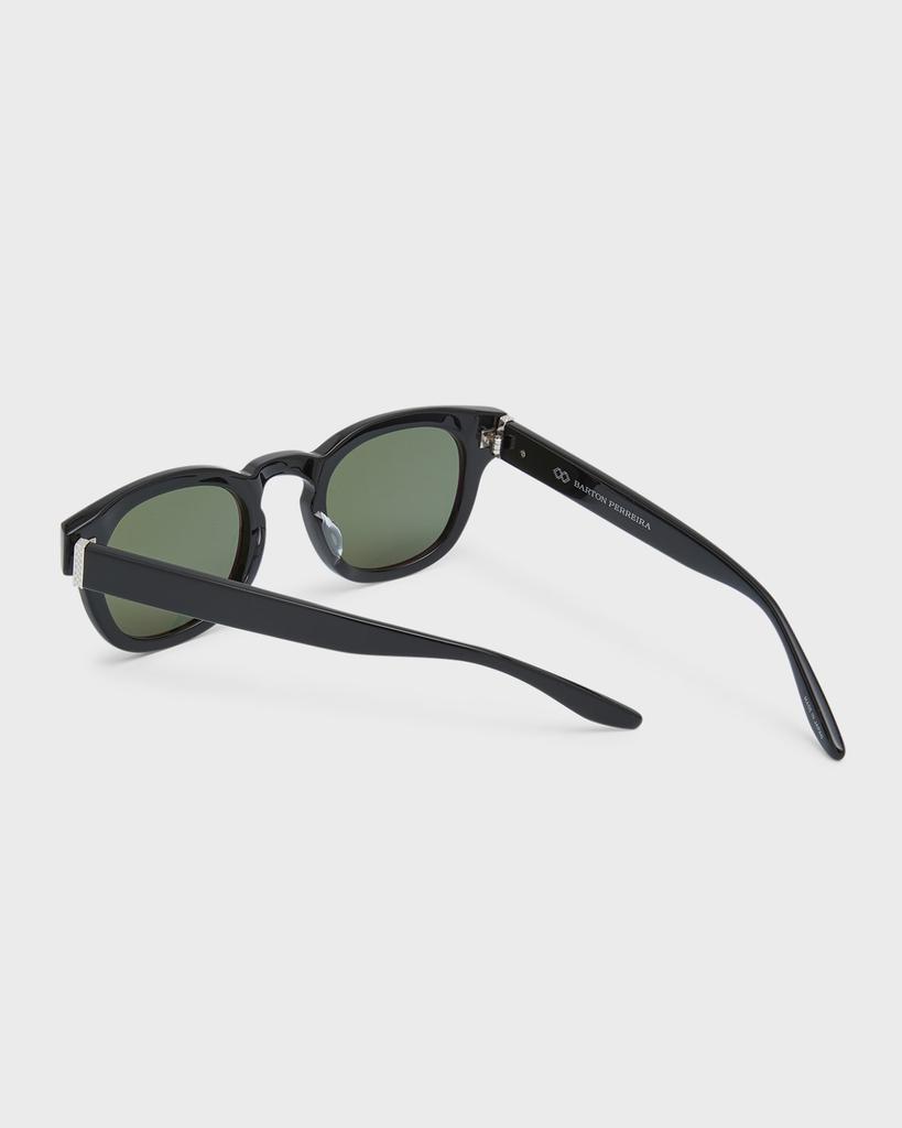 Barton Perreira Men's Demarco Keyhole-Bridge Acetate Rectangle Sunglasses