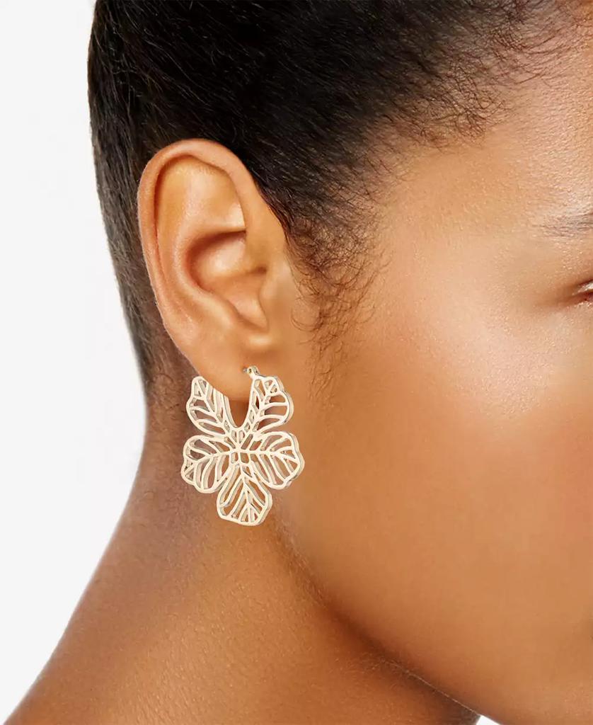 MARCHESA Gold-Tone Medium Openwork Flower Hoop Earrings, 1.5"