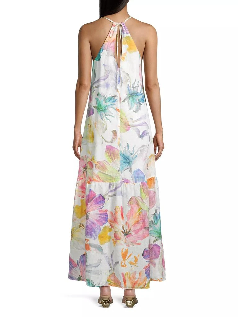 120% Lino Linen Floral Halter Maxi Dress 5