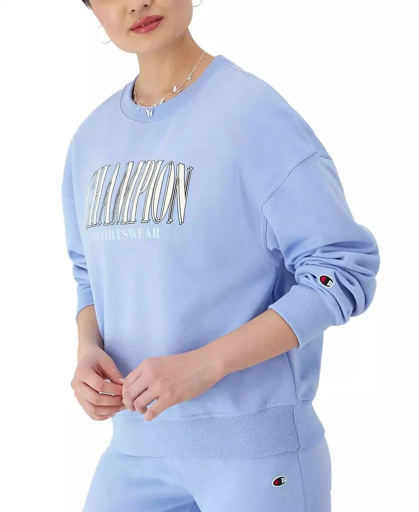 CHAMPION Women's Long-Sleeve Fleece Crewneck Logo Sweatshirt 3