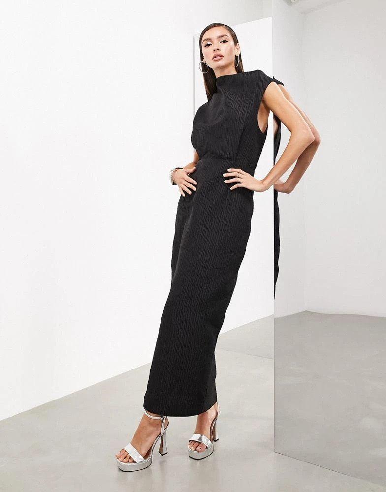 ASOS EDITION ASOS EDITION statement textured high neck sleeveless maxi dress in black 4