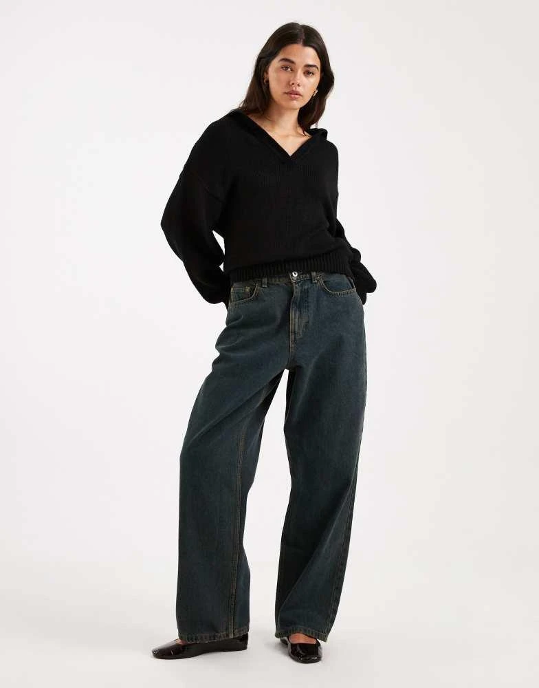 ASOS ASOS DESIGN knitted polo top in black 2