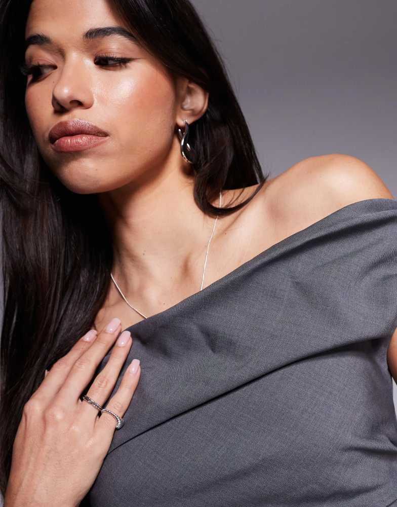 Princess Polly Princess Polly ruched drape detail bardot top in charcoal 3