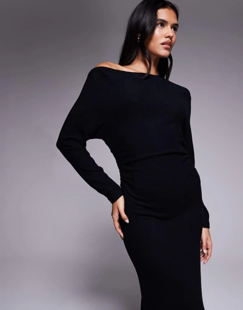 asos black off shoulder dress ASOS Design - Off-Shoulder Maxi Dress - Women - Cotton/Spandex - 8 US