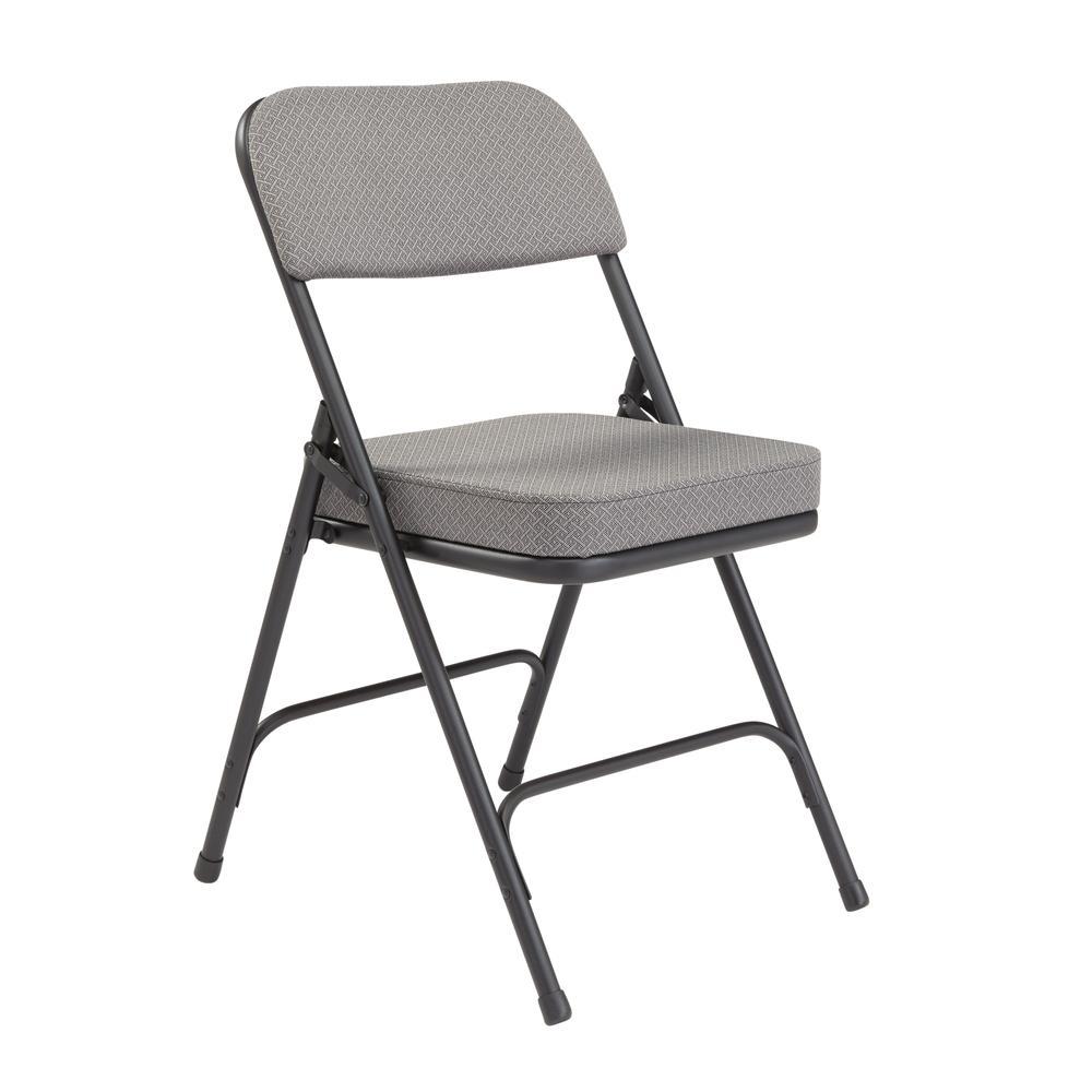 National Public Seating NPS 3200 Series Premium 2" Fabric Upholstered Double Hinge Folding Chair, Charcoal Grey (Pack of 2)