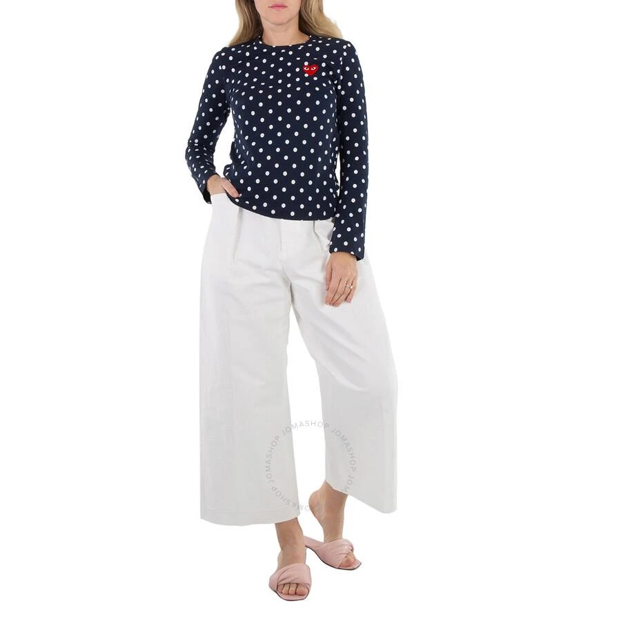Cdg Play Long Sleeve Polka Dot Heart Embroidered T-Shirt 1
