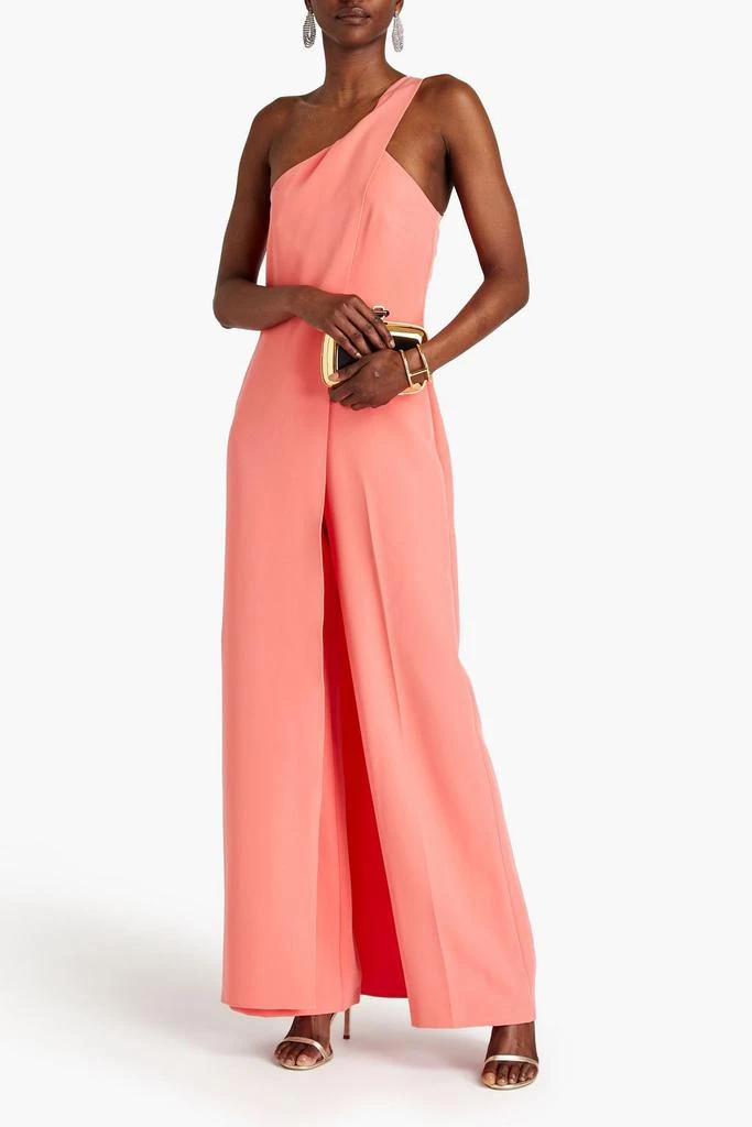 HALSTON Juli one-shoulder layered crepe wide-leg jumpsuit 2