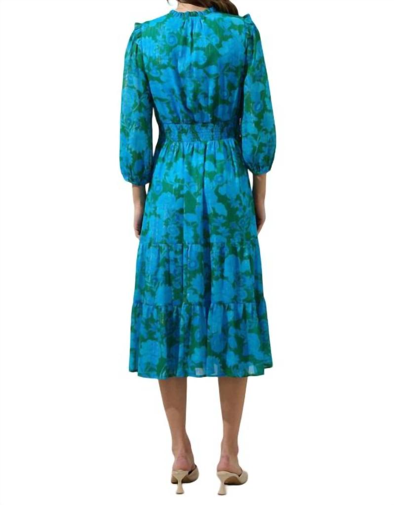 Sugarlips Sugarlips - Akeem Floral Henri Smocked Midi Dress