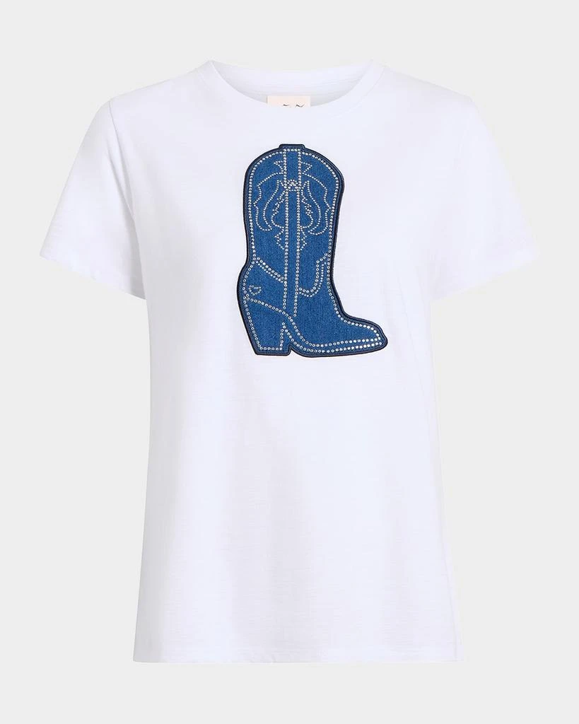Cinq a Sept Crewneck Studded Denim Boot Tee 1