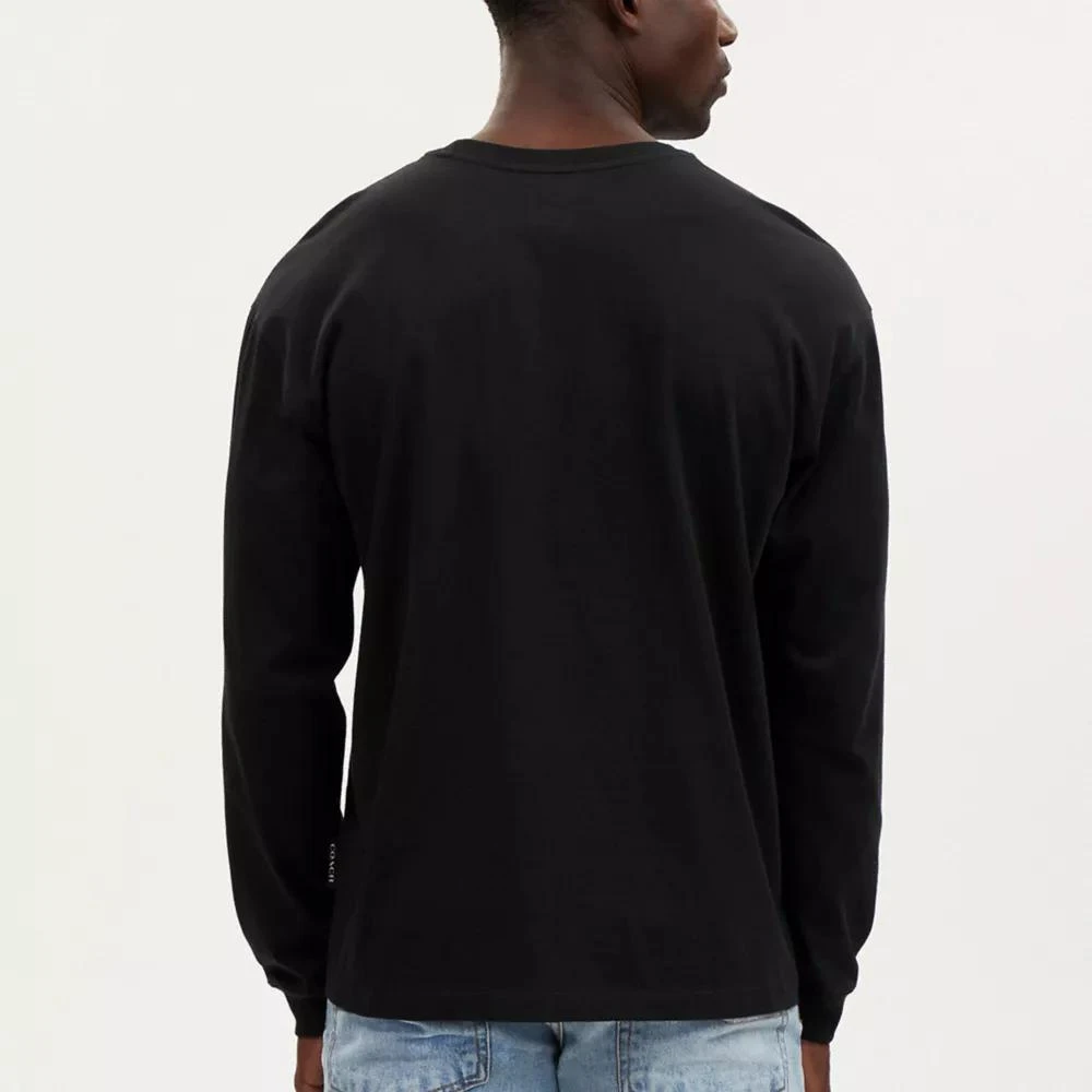 Coach Signature Long Sleeve T Shirt In Organic Cotton 3