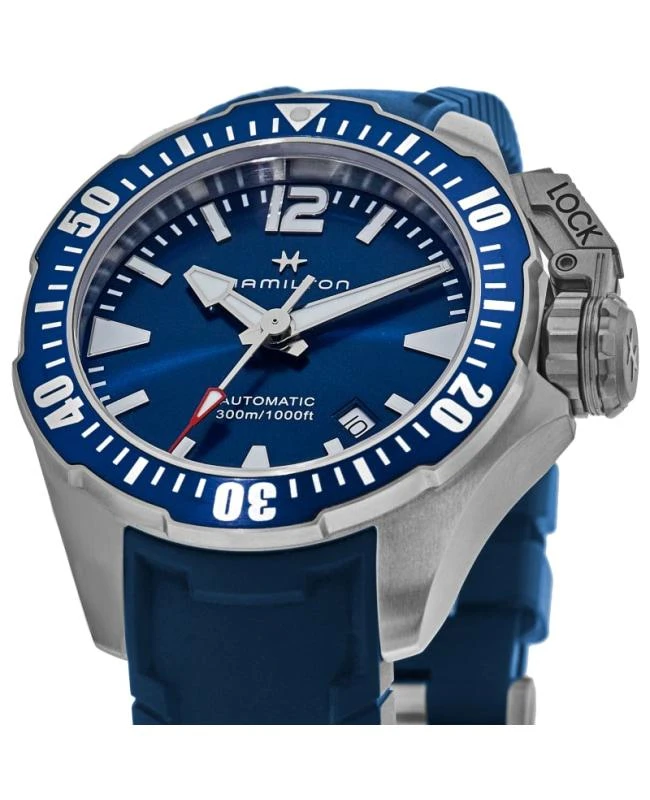 Hamilton Hamilton Khaki Navy Frogman Automatic Blue Dial Rubber Strap Men's Watch H77705345 2