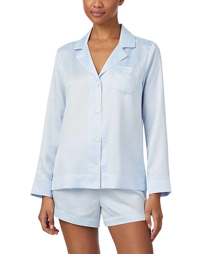 Ralph Lauren Long Sleeve Signature Satin Boxer Pajama Set