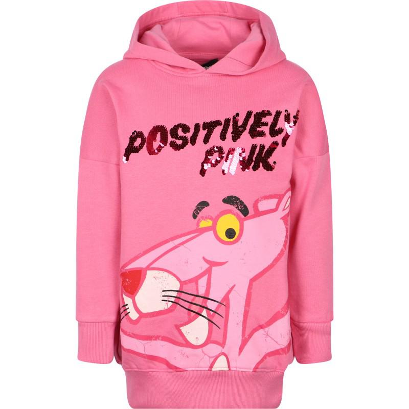 Desigual Hello kitty and pink panther sequin hoodie sweater dress set in grey and pink