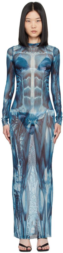 Jean Paul Gaultier Blue 'The Écorché' Maxi Dress