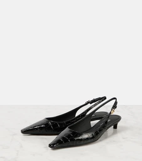 Dolce 
Gabbana Croc-effect patent leather slingback pumps 4
