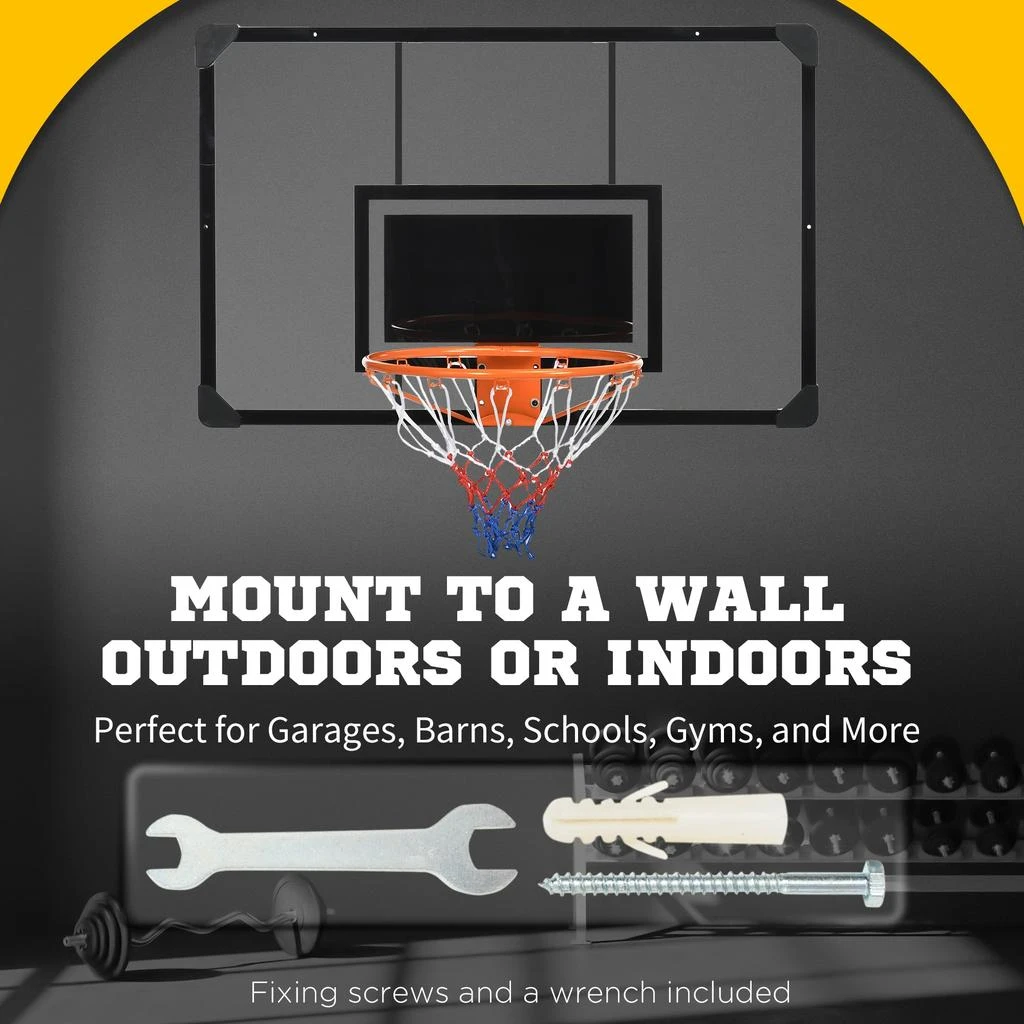 Streamdale Furniture Streamdale Wall Mounted Basketball Hoop with 45" x 29" Shatter Proof Backboard 6