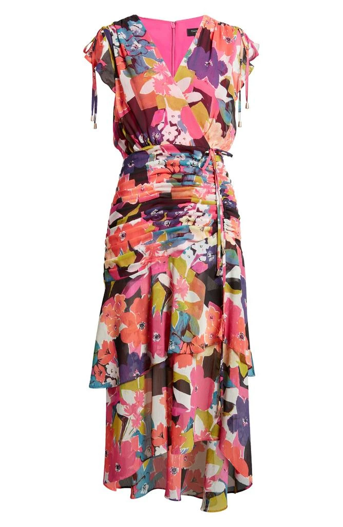 Tahari Floral Side Ruched Chiffon Midi Dress 5