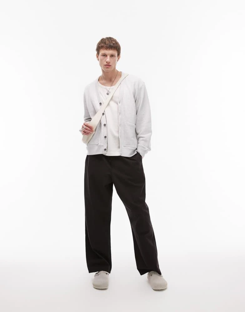 Topman Topman relaxed ripstop trouser in black 1