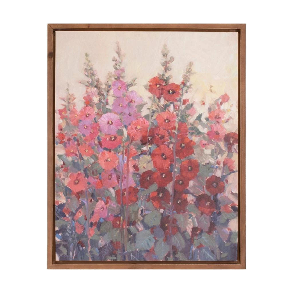 Hivvago Framed Hollyhock Floral Canvas Art 29"H