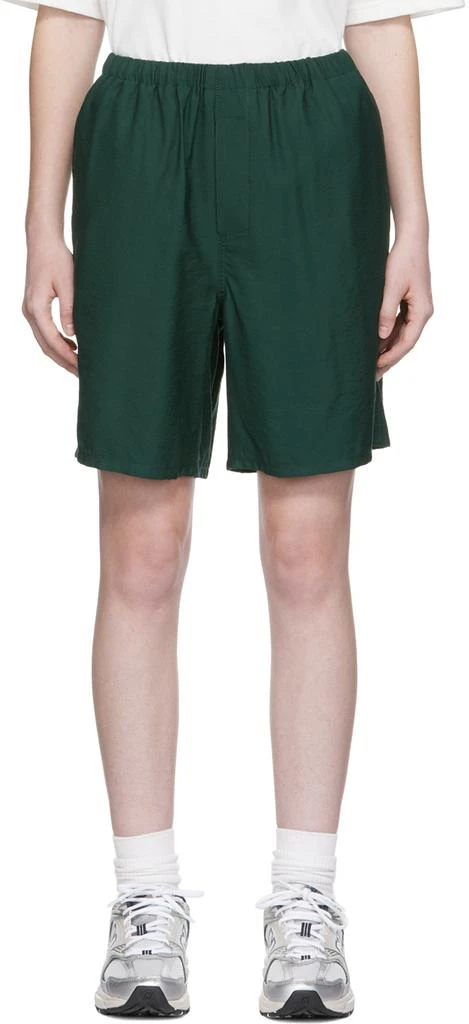 AMI SSENSE Exclusive Green Viscose Shorts 1