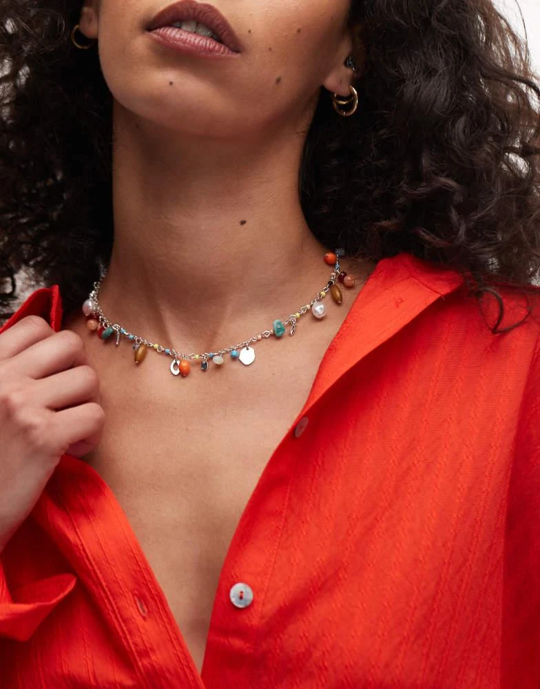 Topshop Topshop Flo short bead necklace in multi 1