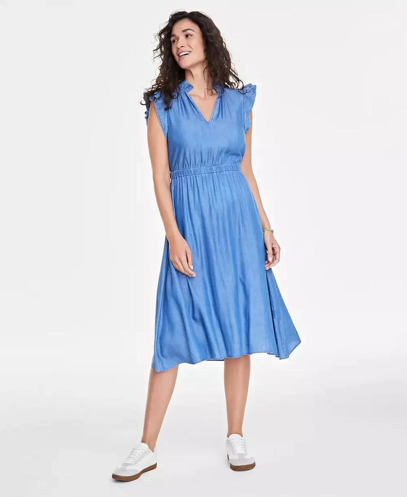On 34th Women's Chambray Flutter-Sleeve Midi Dress, Created for Macy's 1