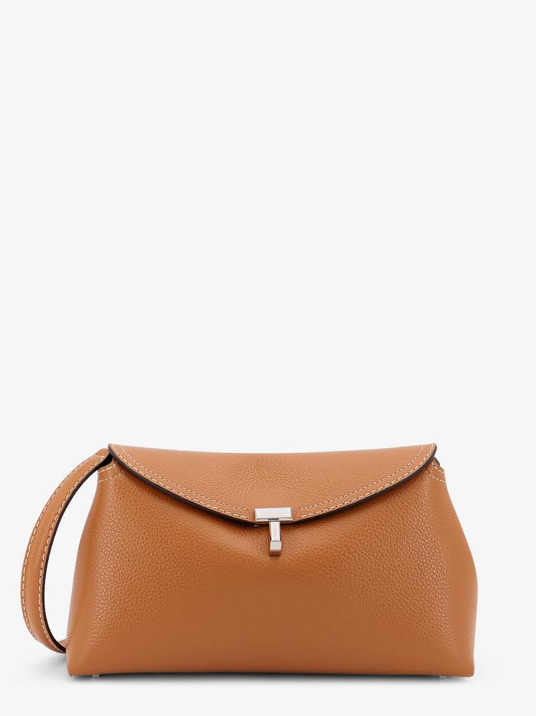 Totême T-Lock leather clutch with contrasting stitching