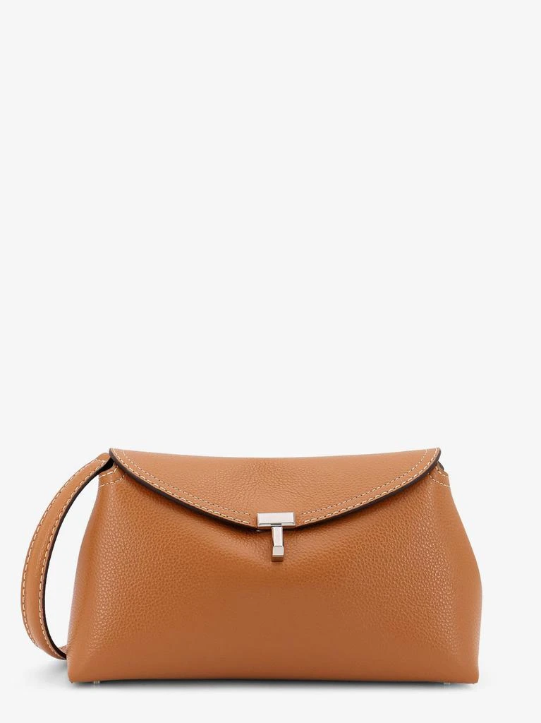 Totême T-Lock leather clutch with contrasting stitching 1