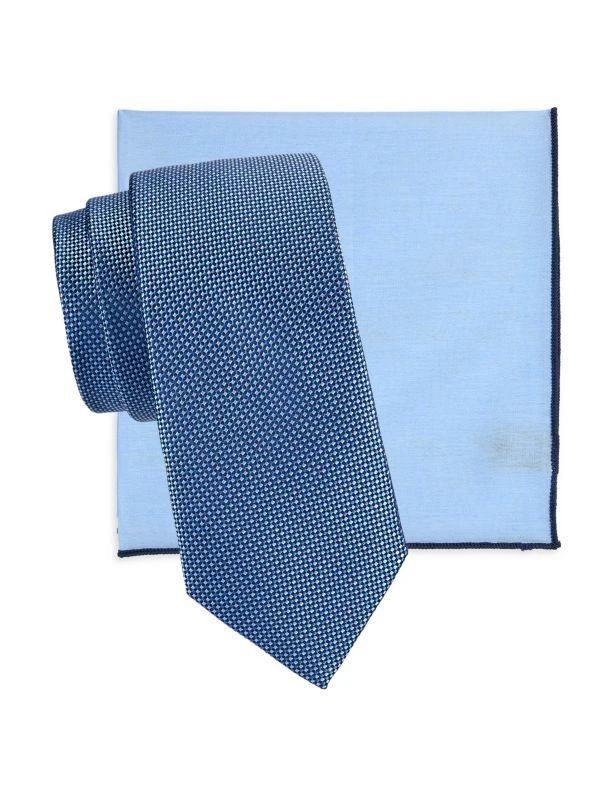 Hickey Freeman 2-Piece Silk Tie & Pocket Square Set 1