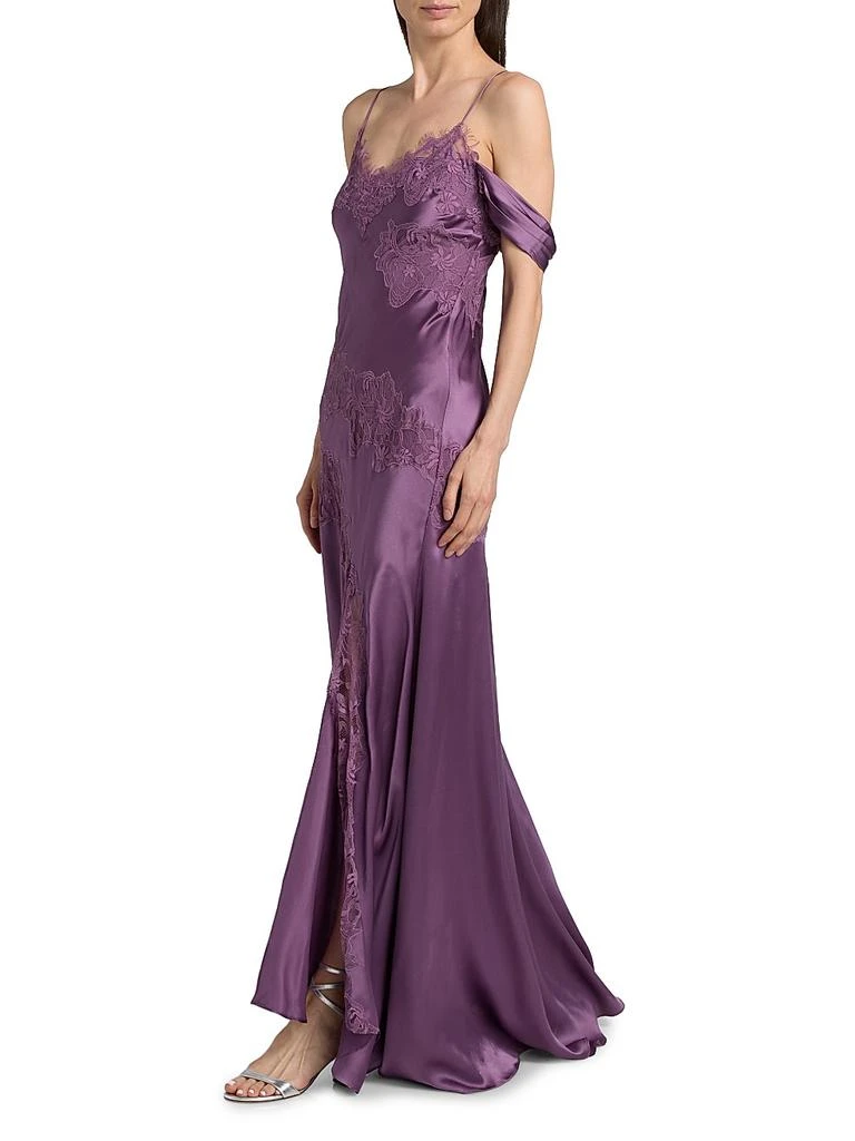 strapless open back dress Purple Floral Blossom Print Maxi Dress main image 0