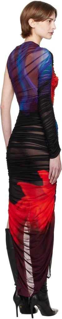 Mugler Multicolor Floral Print Pierced Ruched Midi Dress 3