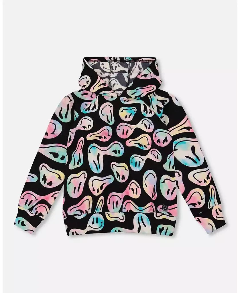 Deux par Deux Girl Pullover Fleece Hoodie Smiley Face Girl - Toddler|Child