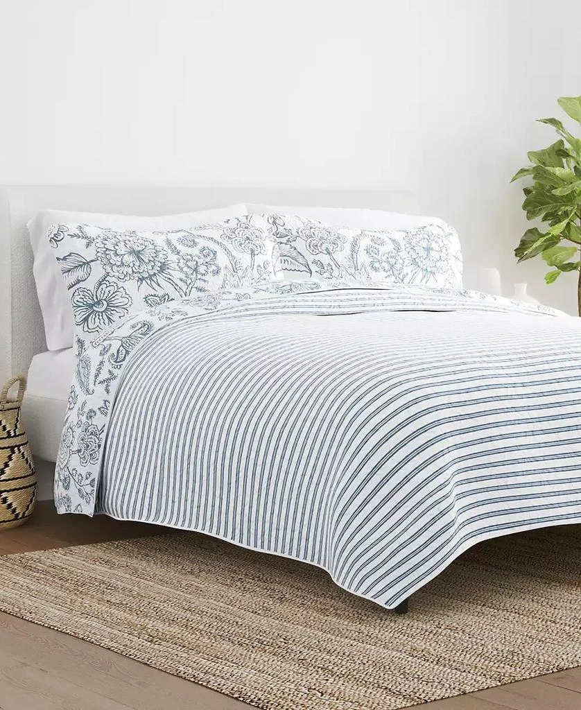IENJOY HOME Jacobean and Stripe Reversible 3-Pc. Lightweight Quilt Set 7