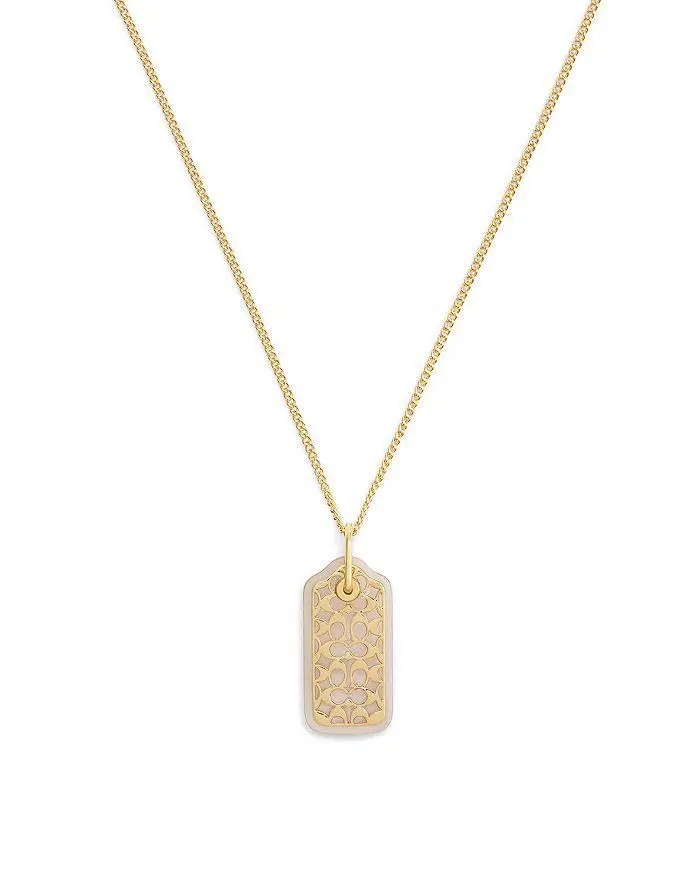 Coach Signature Hangtag Pendant Necklace, 16-18"