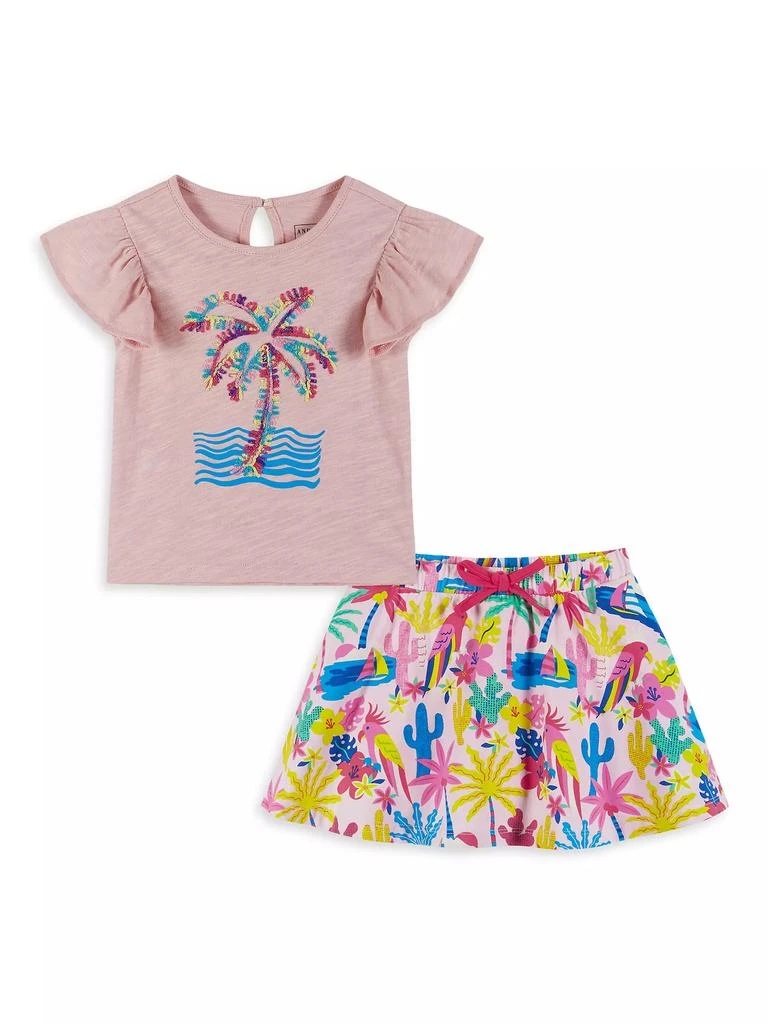 Andy & Evan Little Girl's Graphic T-Shirt & Tropical Skort Set 1