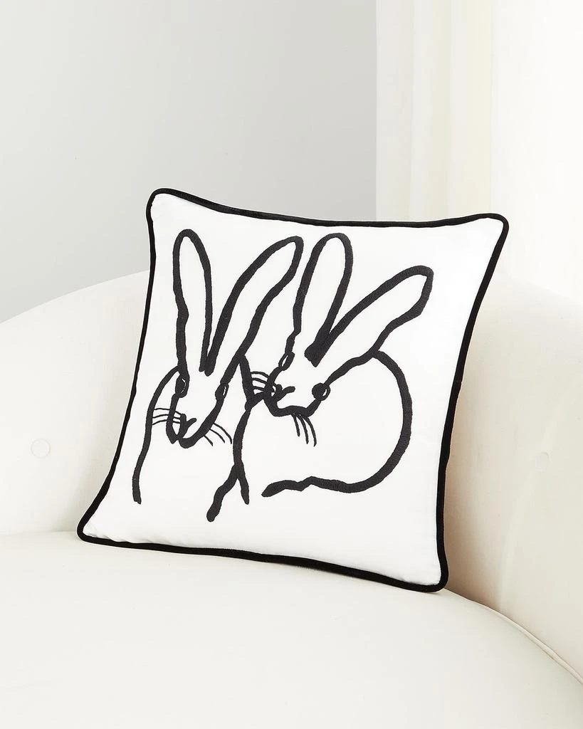 Hunt Slonem Hand-Embroidered Silk 2 Bunny Pillow 1
