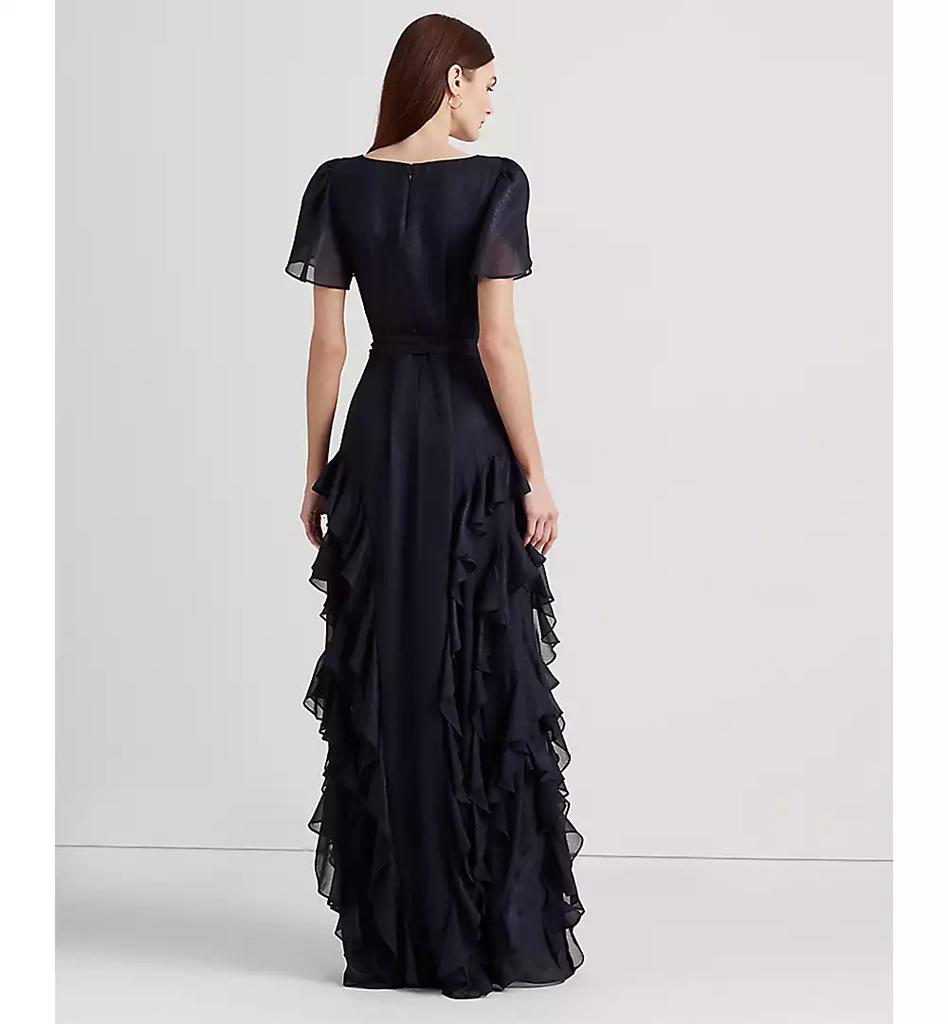Ralph Lauren Women's Ruffle-Trim Metallic Chiffon Gown