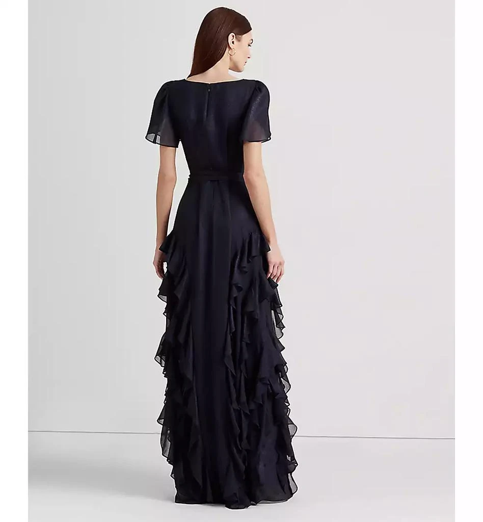 Ralph Lauren Women's Ruffle-Trim Metallic Chiffon Gown 2