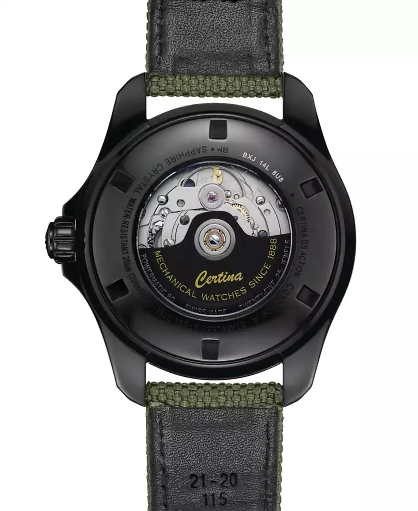 Certina Men's Swiss Automatic DS Action GMT Green Synthetic Strap Watch 43mm 2