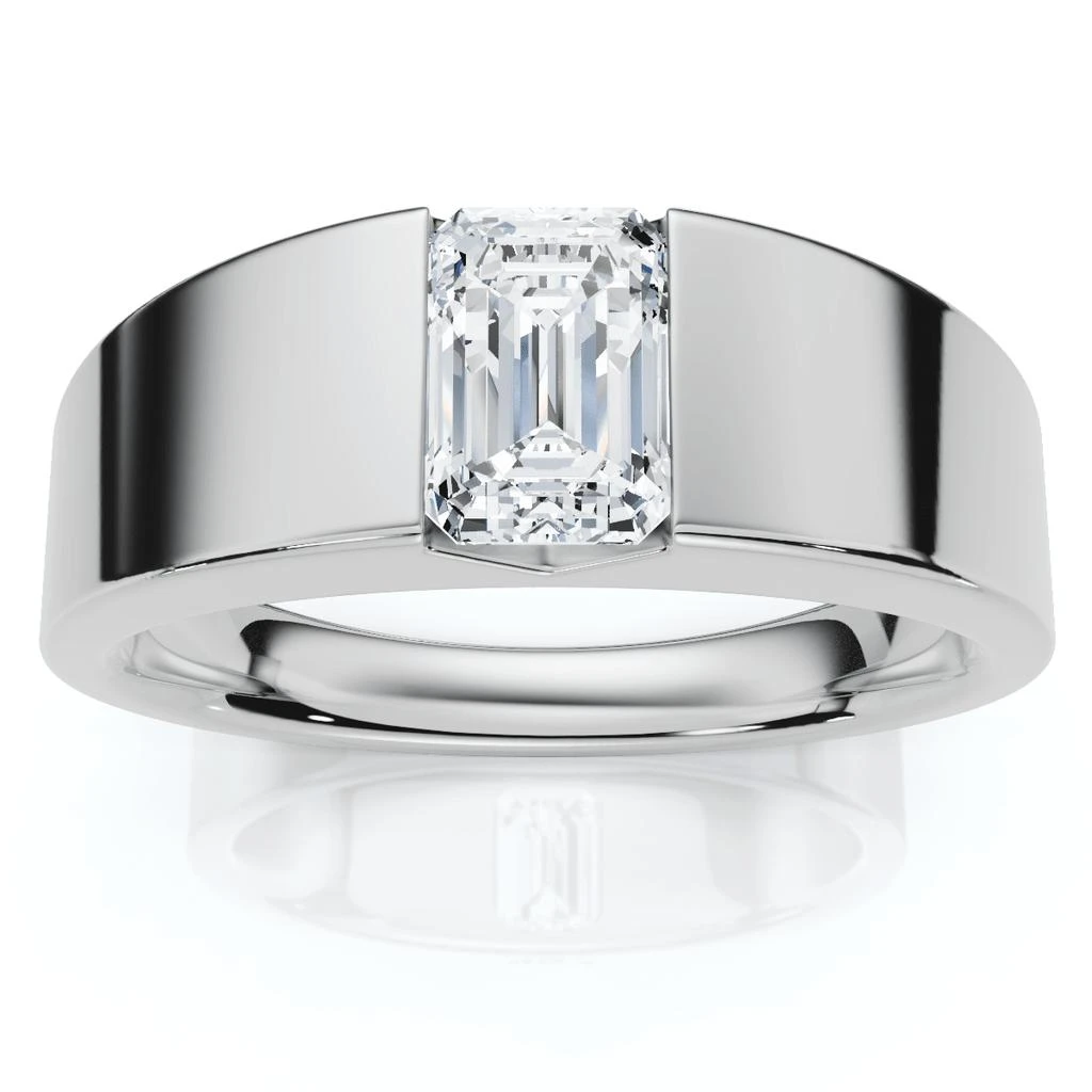Pompeii3 Men
s 1Ct Emerald Cut Diamond Wedding Anniversary Ring 14k Gold or Platinum