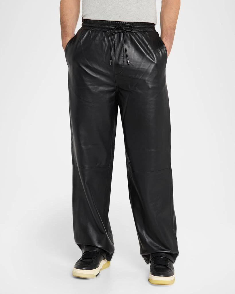 AVIREX Men's Nappa Leather Track Pants 4