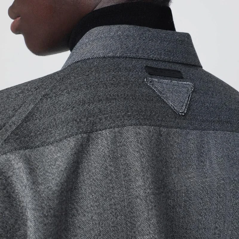 Prada Gray wool overshirt with zip 4