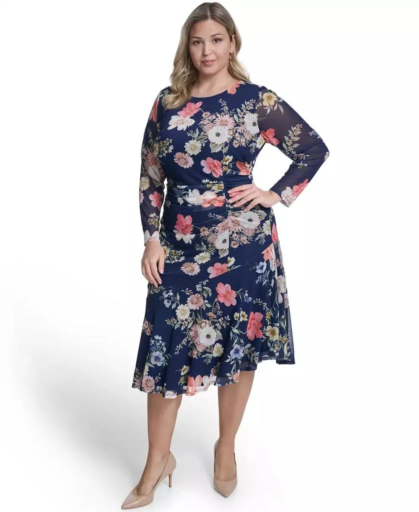 Vince Camuto Plus Size Printed Crewneck Dress