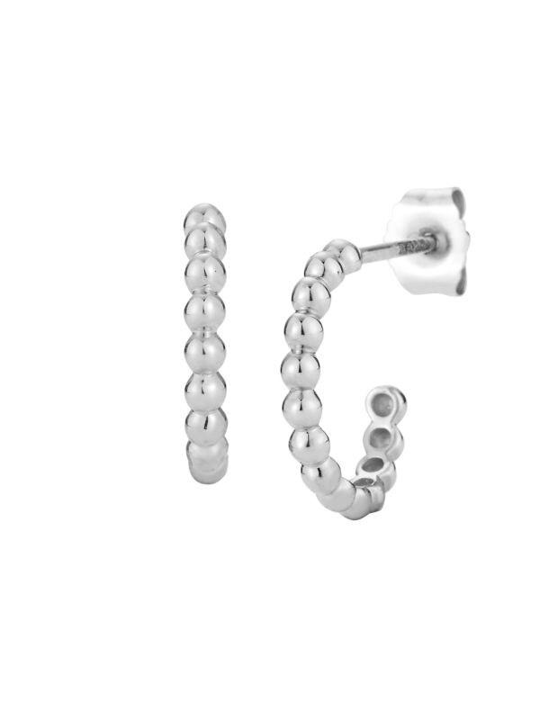 Nephora 14K White Gold Beaded Half-Hoop Earrings