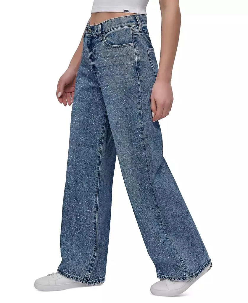DKNY Women's Rhinestone High-Rise Wide-Leg Jeans 4